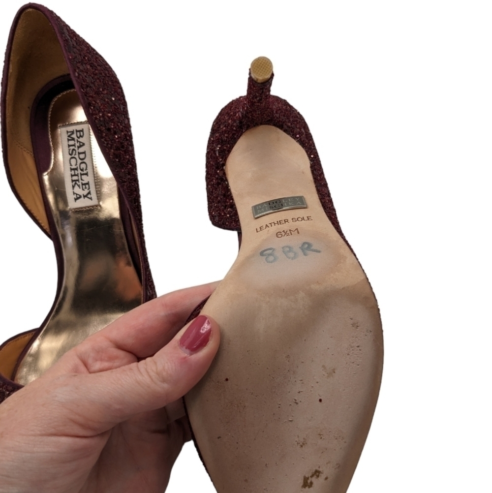 Badgley Mischka D'Orsay Glitzy Glam Formal Wedding Heels - Picture 6 of 7